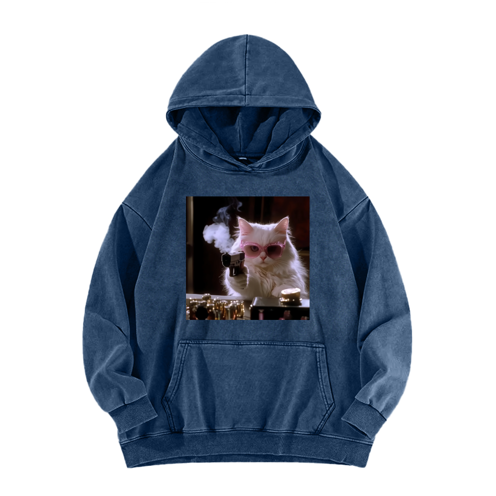 Wacky Cat Washed Hoodie