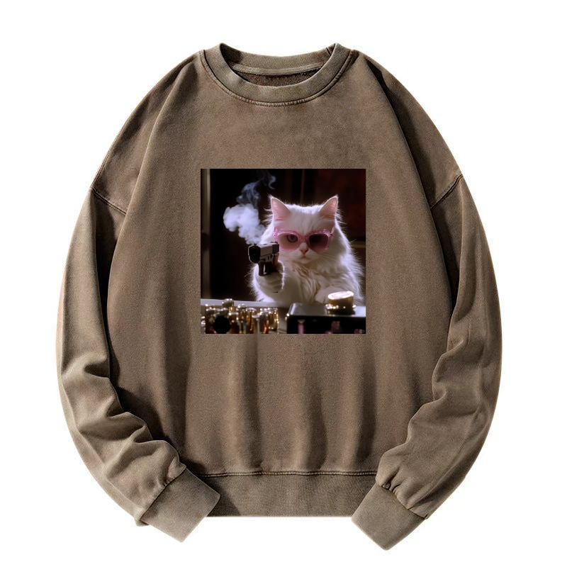 Wacky Cat Washed Sweatshirt