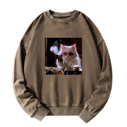Wacky Cat Washed Sweatshirt