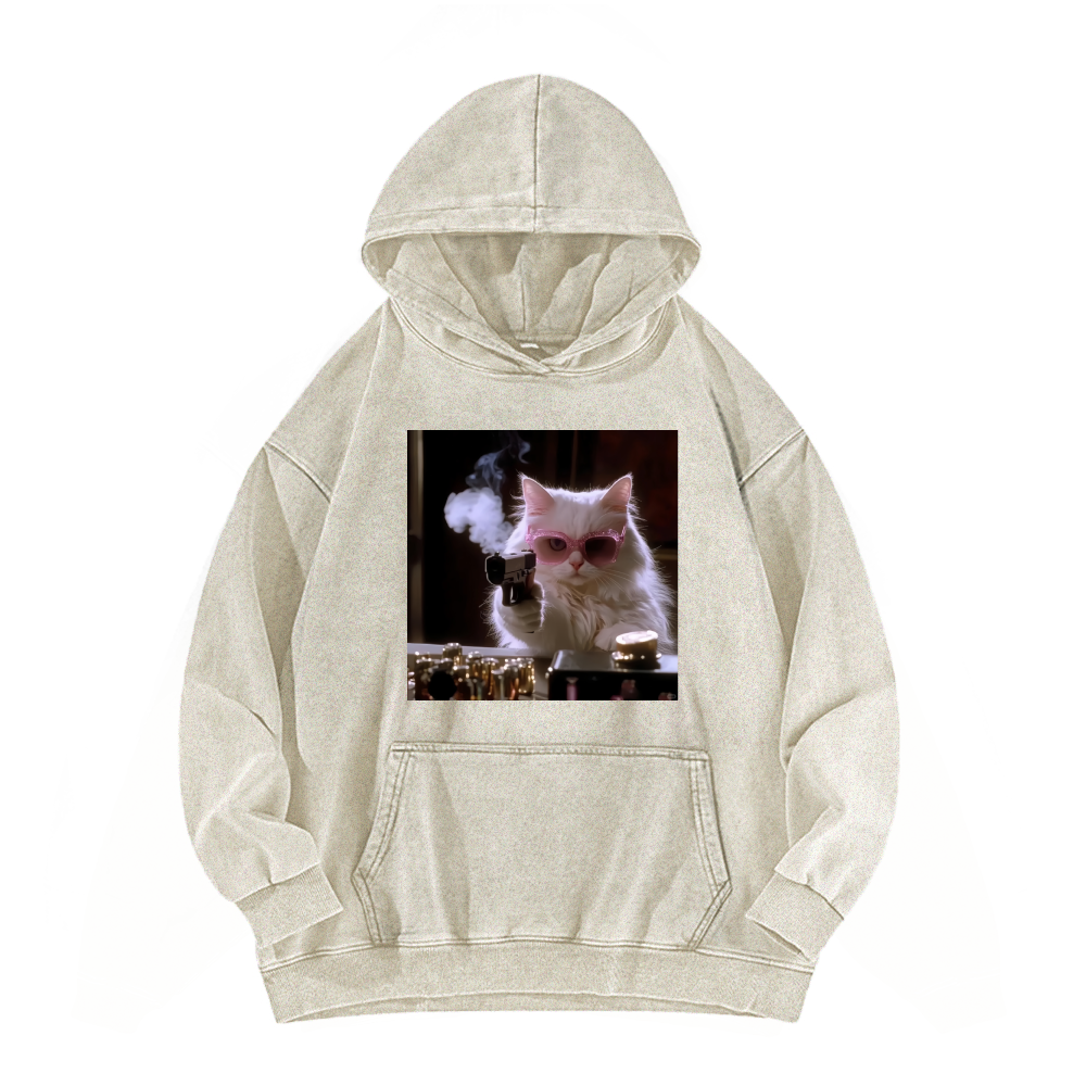 Wacky Cat Washed Hoodie