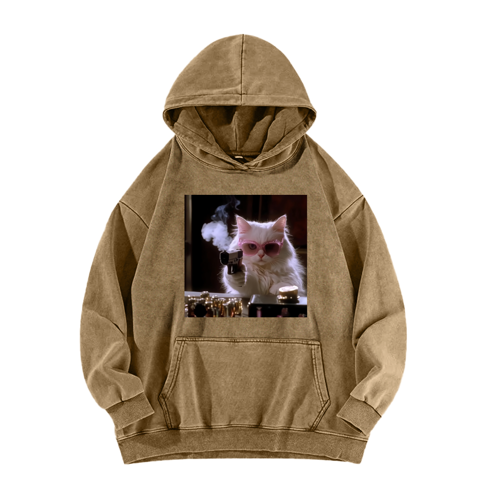 Wacky Cat Washed Hoodie