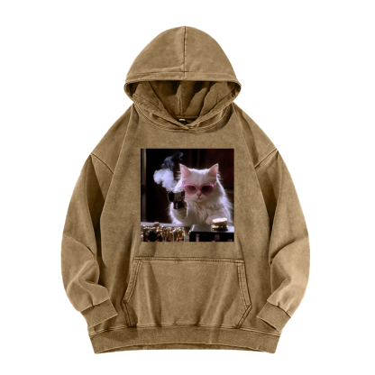 Wacky Cat Washed Hoodie