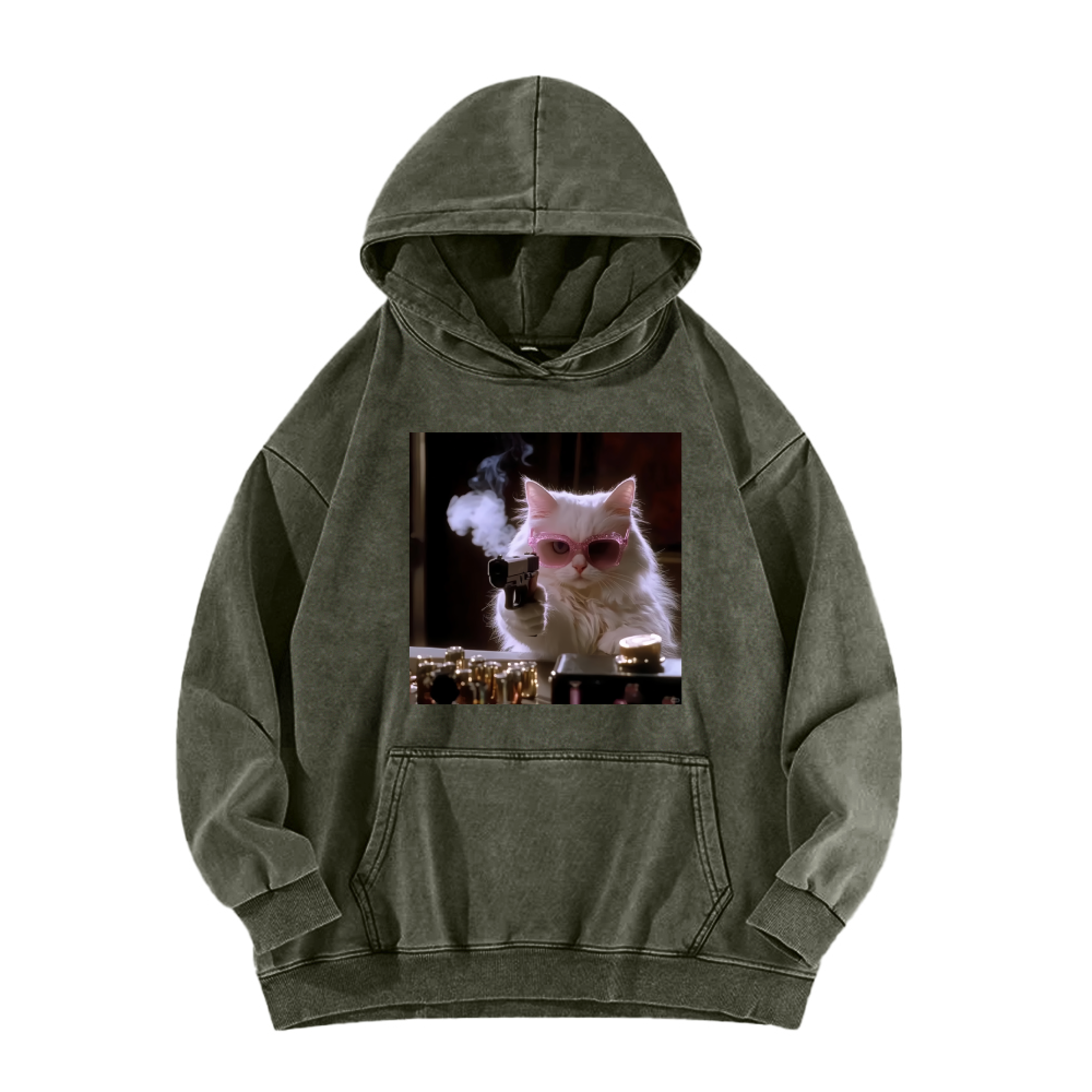 Wacky Cat Washed Hoodie