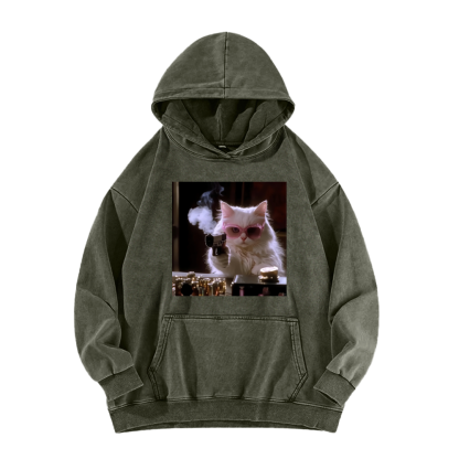Wacky Cat Washed Hoodie