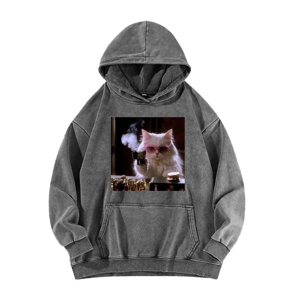 Wacky Cat Washed Hoodie