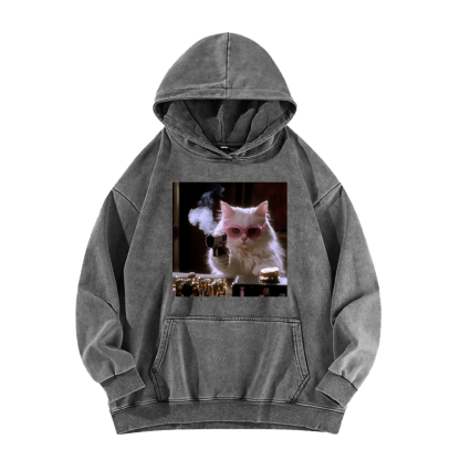 Wacky Cat Washed Hoodie