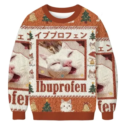 Ibuprofen Meme Cat Ugly Christmas Sweatshirt