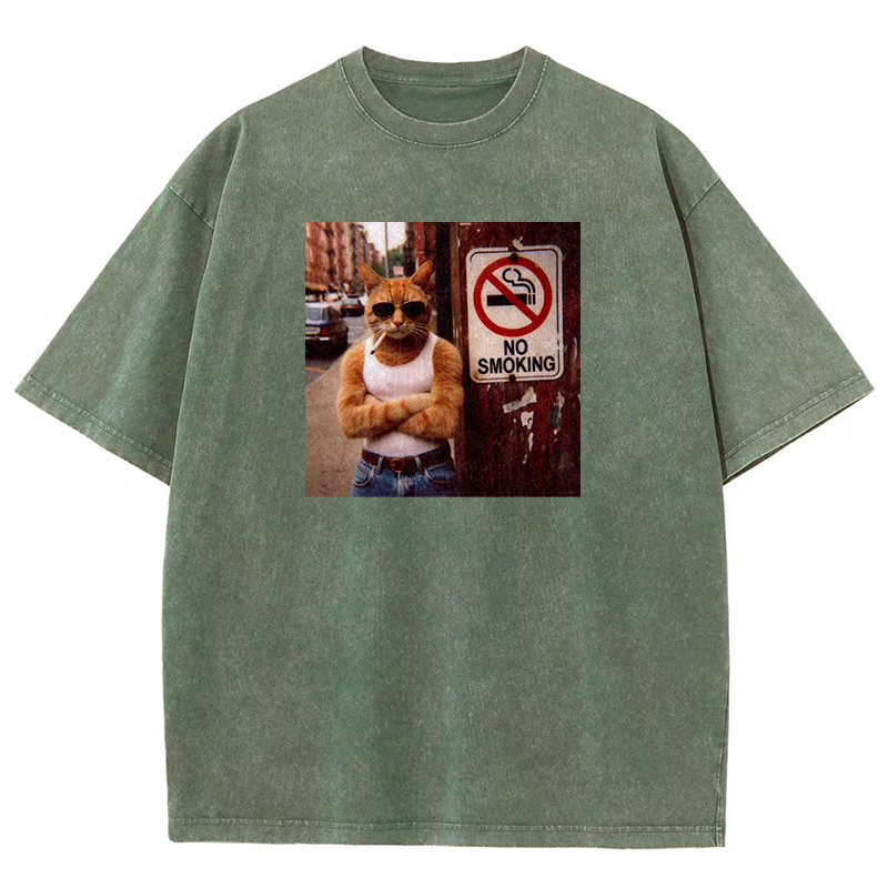 Cool Cat No Smoking Washed T-shirt
