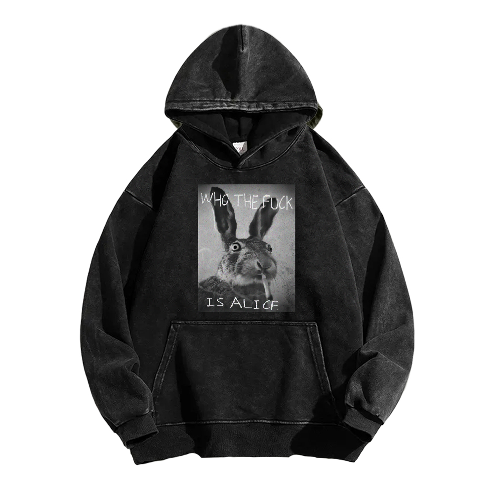 Who The Fck ls Alice Washed Hoodie