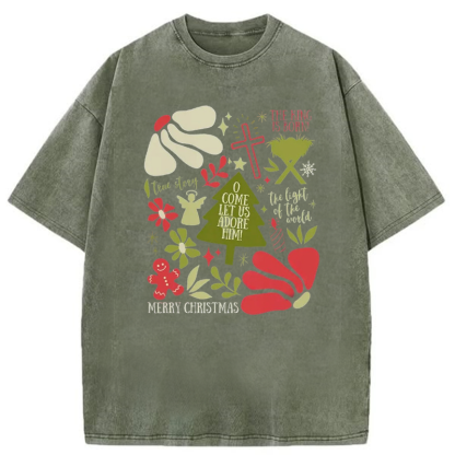 O Come Let Us Adore Him Washed T-shirt