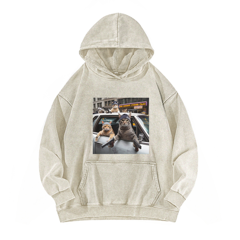 Whiskered Street Warriors Washed Hoodie