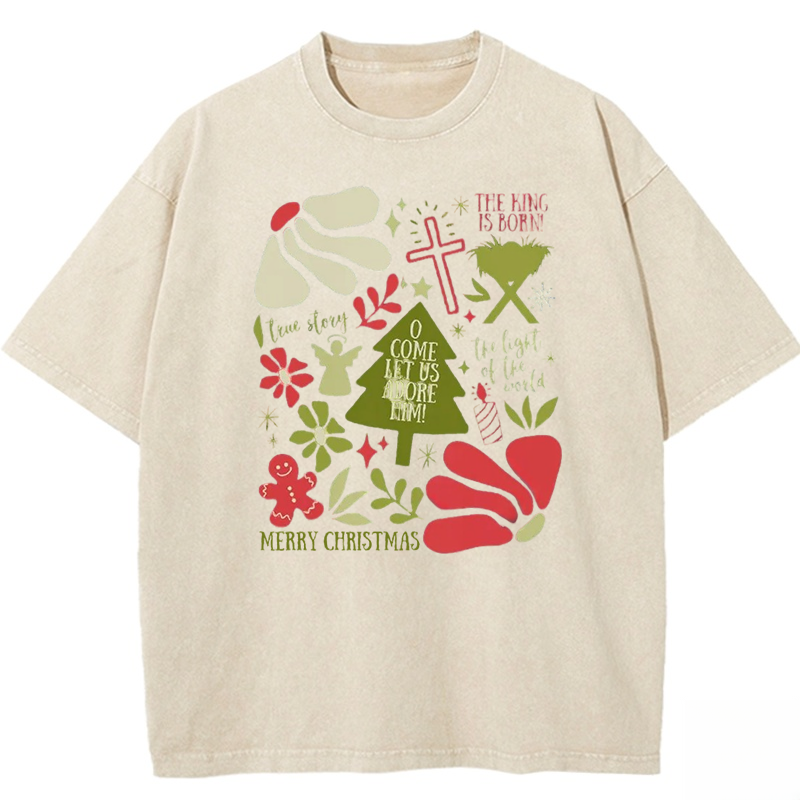 O Come Let Us Adore Him Washed T-shirt