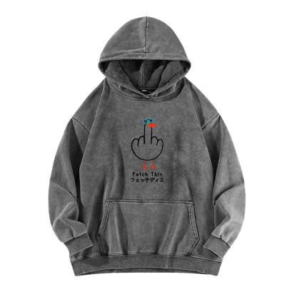 Funny Middle Finger Goose Washed Hoodie