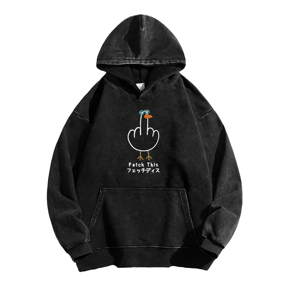 Funny Middle Finger Goose Washed Hoodie