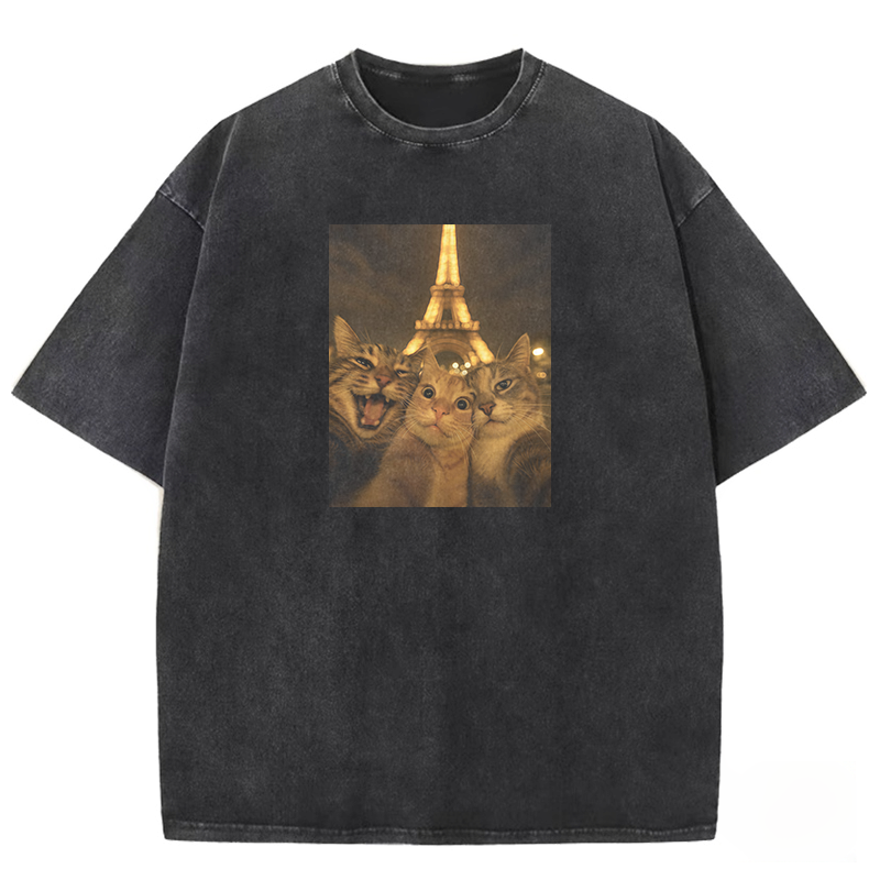 Selfie Cats Washed T-shirt