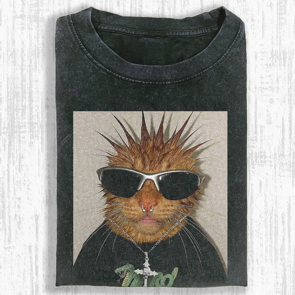 Wacky Cat Washed T-shirt