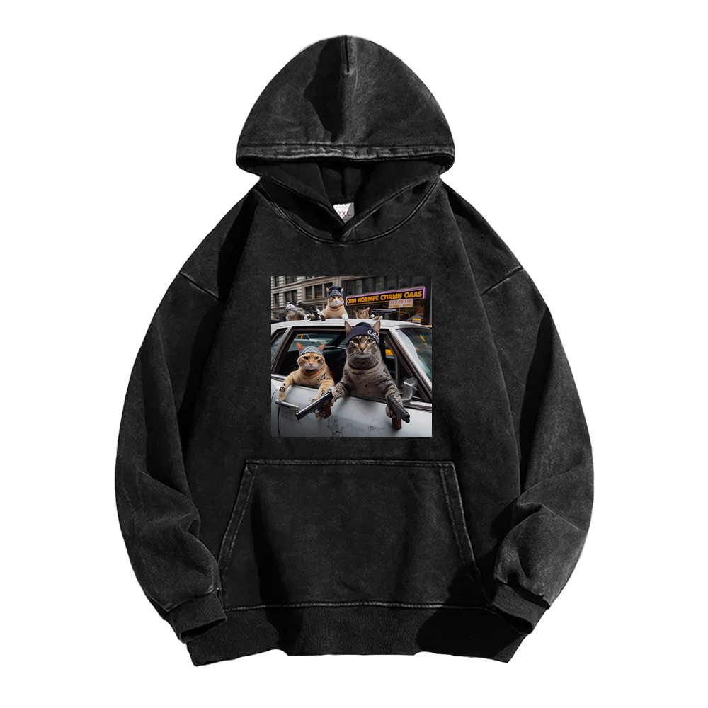 Whiskered Street Warriors Washed Hoodie