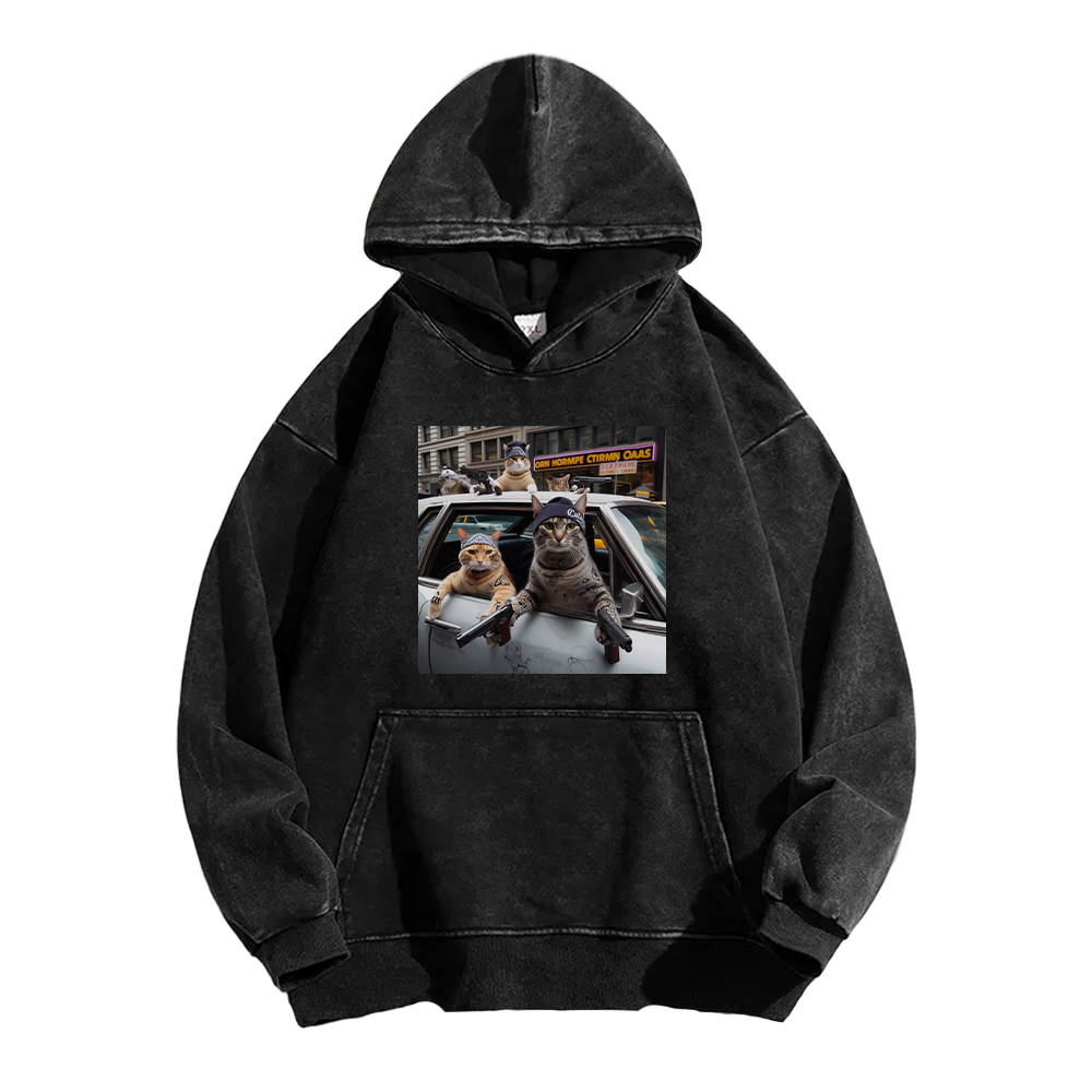 Whiskered Street Warriors Washed Hoodie