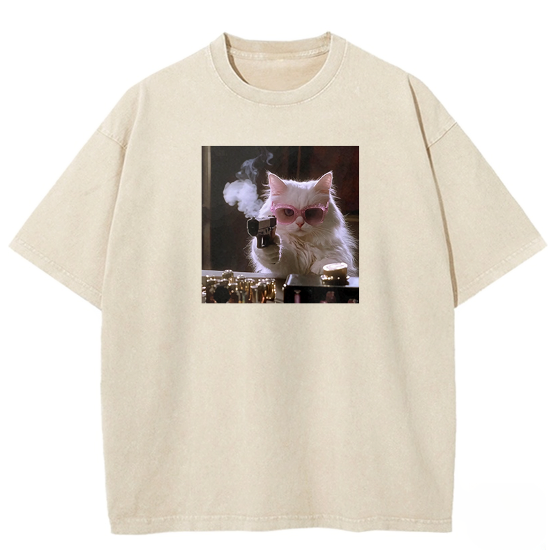 Wacky Cat Washed T-shirt
