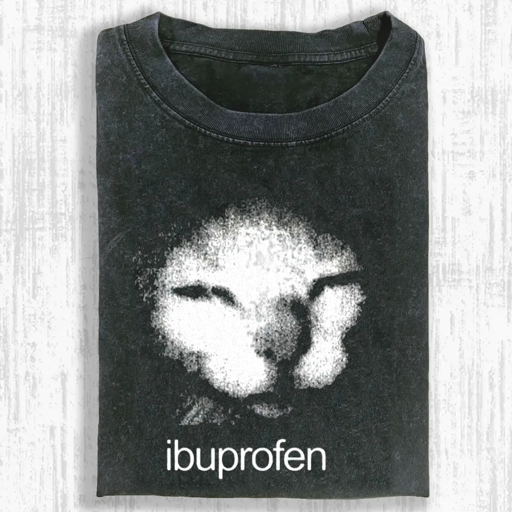 Funny Ibuprofen Cat Meme Washed T-shirt