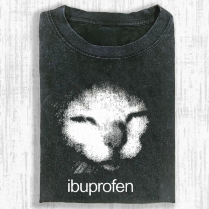 Funny Ibuprofen Cat Meme Washed T-shirt