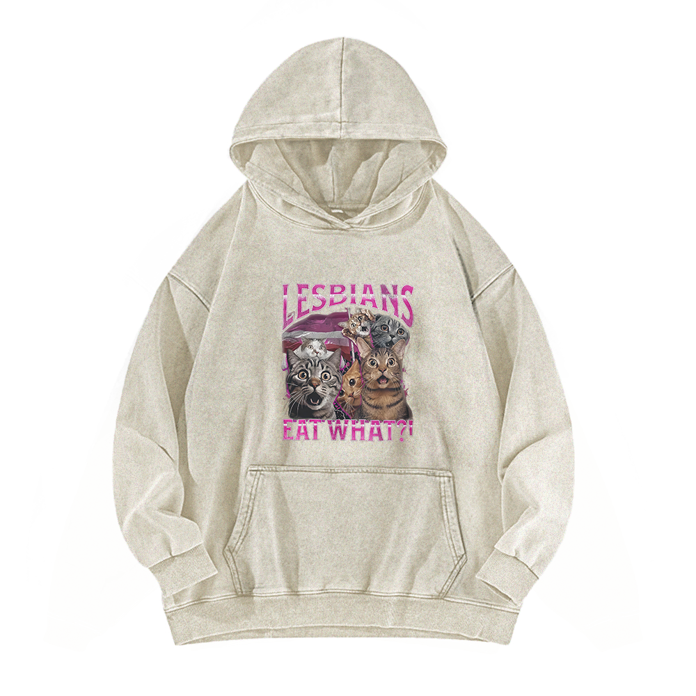 Lesbians Eat What?! Funny Washed Hoodie