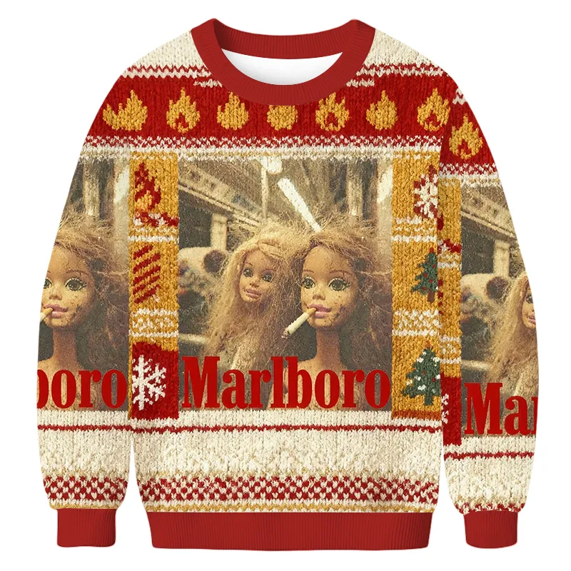 Smoking Barbie Girl Marlboro Ugly Christmas Sweatshirt