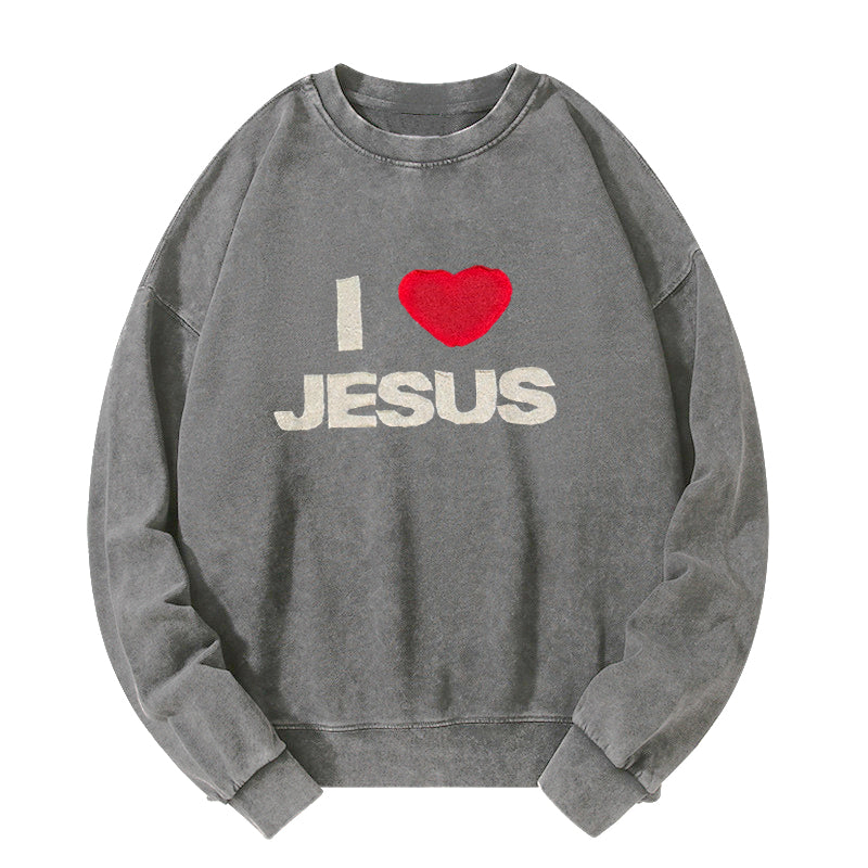 I LOVE JESUS Washed Sweatshirt