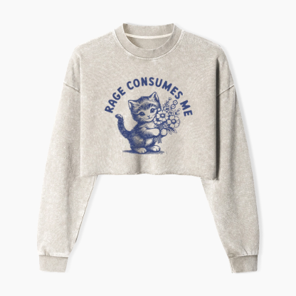 Rage Consumes Me Washed Crop Sweatshirt