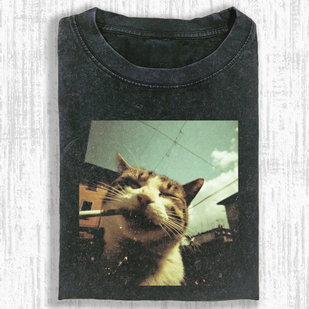 Funny Cat Washed T-shirt
