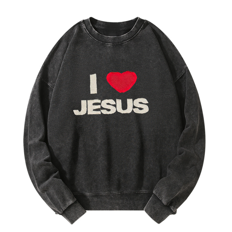I LOVE JESUS Washed Sweatshirt