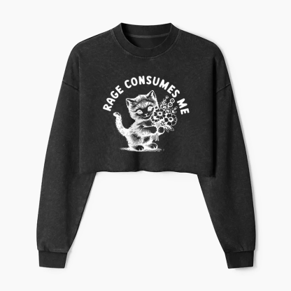 Rage Consumes Me Washed Crop Sweatshirt