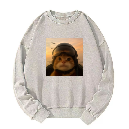 Funny Cat Washed Sweatshirt