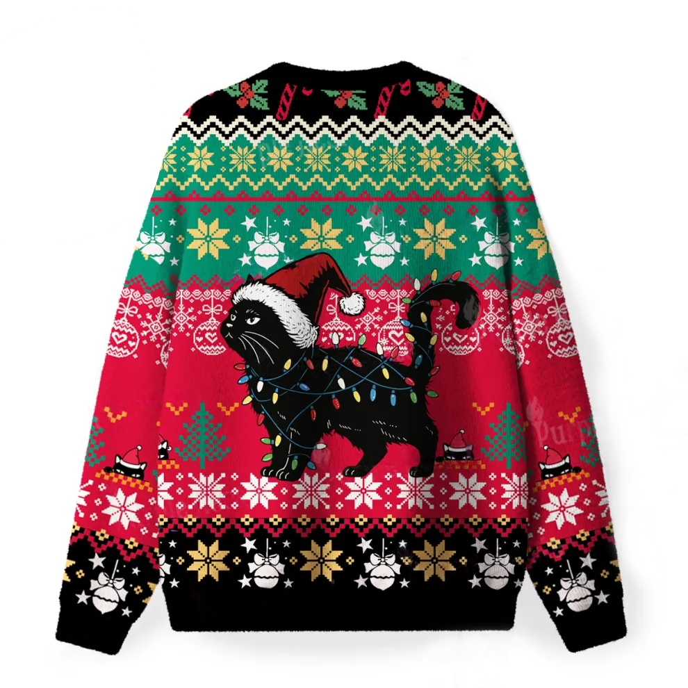 Cute Cat Christmas Fuzzy Ugly Christmas Sweatshirt