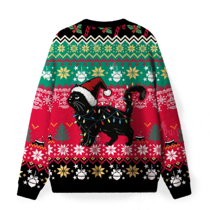 Cute Cat Christmas Fuzzy Ugly Christmas Sweatshirt