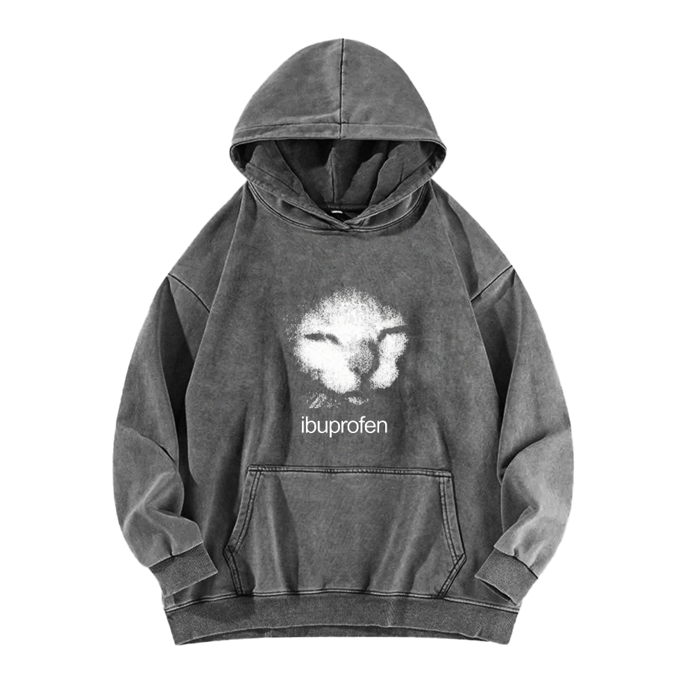 Funny Ibuprofen Cat Meme Washed Hoodie