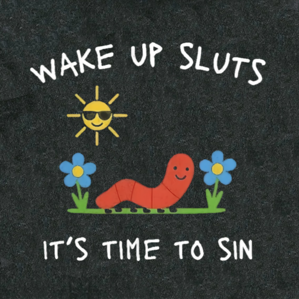 Wake up Cute Children's Drawings Washed Sweatshirt