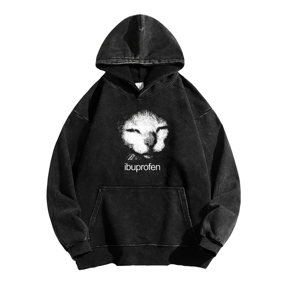 Funny Ibuprofen Cat Meme Washed Hoodie