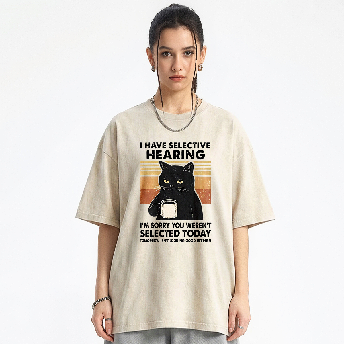 I Like Cats And Coffee Washed T-shirt