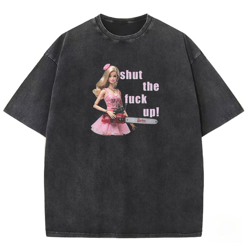Pink Saw Barbie Washed T-shirt