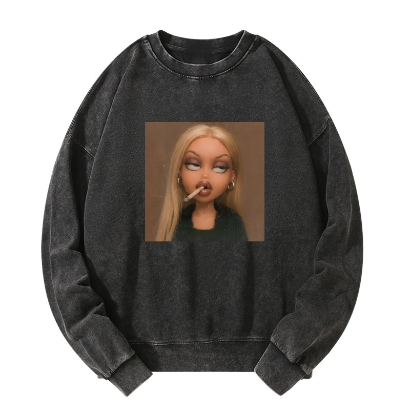 Doll girl meme Washed Sweatshirt