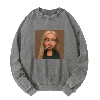 Doll girl meme Washed Sweatshirt