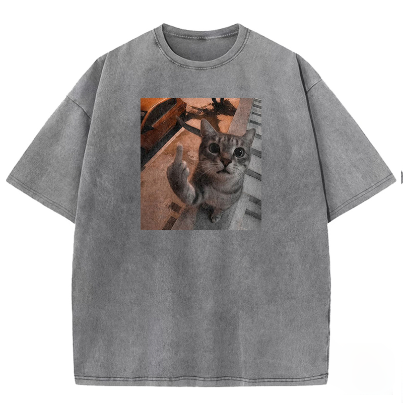 Middle Finger Moggie Washed T-shirt