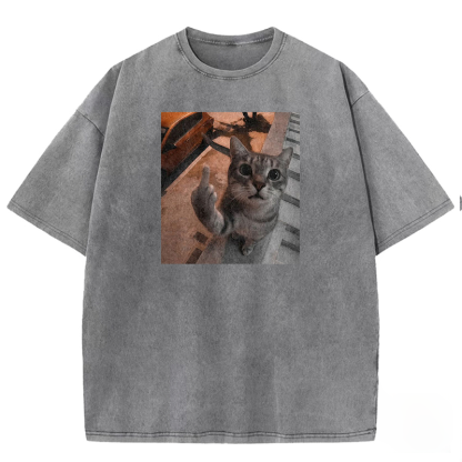 Middle Finger Moggie Washed T-shirt