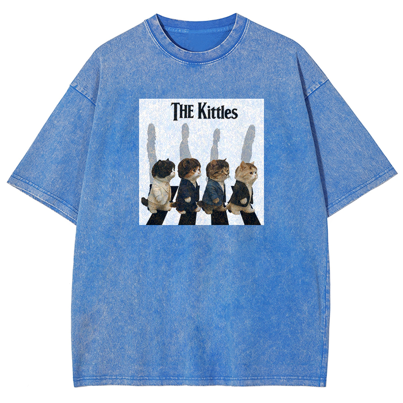 The Meowles - Abbey Paw Washed T-shirt