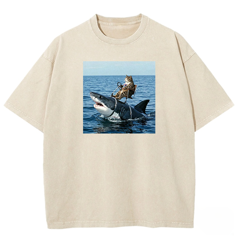 Shark Taxi Driver Washed T-shirt