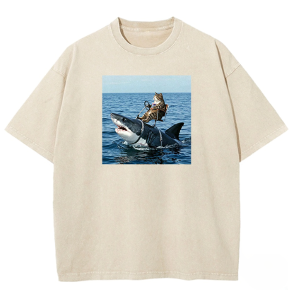 Shark Taxi Driver Washed T-shirt