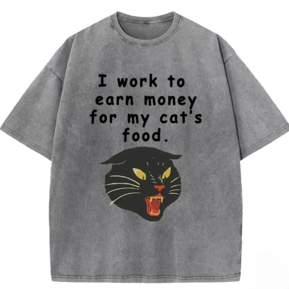 Working for cat Washed T-shirt