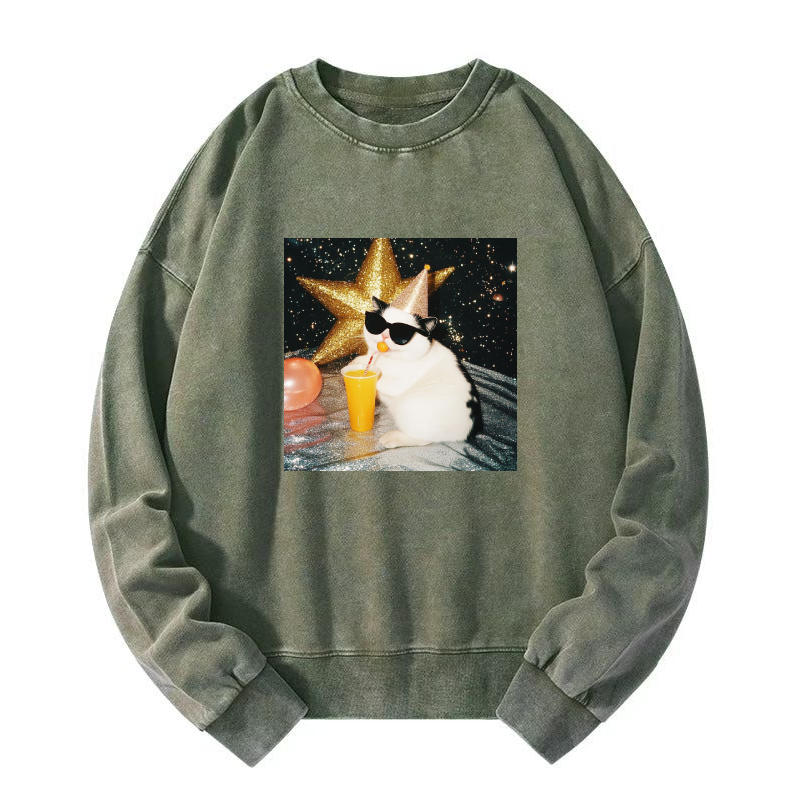 Wacky Cat Washed Sweatshirt