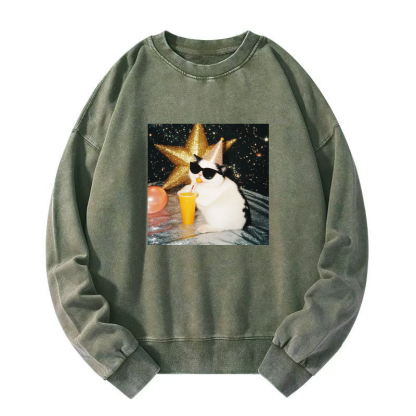 Wacky Cat Washed Sweatshirt